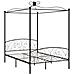 Letto A Baldacchino Nero In Metallo 140x200 Cm - Foto miniatura 2