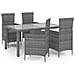 Set Da Pranzo Da Giardino 5 Pz Con Cuscini In Polyrattan Grigio - Foto miniatura 1