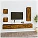 Set Di Mobili Porta Tv 5 Pz Rovere Fumo In Legno Multistrato - Foto miniatura 1
