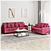 Set Di Divani 2 Pz Con Cuscini Rosso Vino In Velluto - Foto miniatura 1