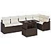 Set di divani da giardino 7 Pezzi  con cuscini Marrone Polyrattan, Divano da giardino 2-Persone  con cuscini Marrone Polyrattan - Foto miniatura 1