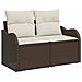 Set di divani da giardino 7 Pezzi  con cuscini Marrone Polyrattan, Divano da giardino 2-Persone  con cuscini Marrone Polyrattan - Foto miniatura 4