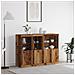 Credenza con Luci LED Legno Vecchio 142.5x37x100 cm Legno Progettato - Foto miniatura 2