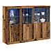 Credenza con Luci LED Legno Vecchio 142.5x37x100 cm Legno Progettato - Foto miniatura 3