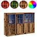 Credenza con Luci LED Legno Vecchio 142.5x37x100 cm Legno Progettato - Foto miniatura 4