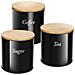Insieme 3 Scatole In Acciaio Inox Con Coperchio In Bambù Per Caffè, Zucchero E Tè, Noir / Marron - Foto miniatura 1