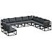 Set Divano da Giardino con cuscino 10 pcs Nero Alluminio - Foto miniatura 1