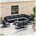 Set Divano da Giardino con cuscino 10 pcs Nero Alluminio - Foto miniatura 3
