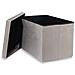 POUF PIEGHEVOLE XL Seduta Contenitore in Velluto Grigio-Beige - Foto miniatura 2