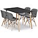 Set tavolo rettangolare VALORA YURO con 4 sedie WAKO Gray, nero - Foto miniatura 1