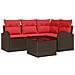 Set Divano da Giardino 5 pcs Marrone e Rosso polyrattan - Foto miniatura 1