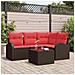 Set Divano da Giardino 5 pcs Marrone e Rosso polyrattan - Foto miniatura 2