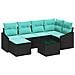 Set di divani con cuscino 7 pcs Nero polyrattan - Foto miniatura 1