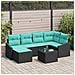 Set di divani con cuscino 7 pcs Nero polyrattan - Foto miniatura 2