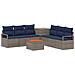 Set di divani 8 pz Grigio e Blu Navy Rattan sintetico e Acciaio - Foto miniatura 1