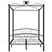 Letto A Baldacchino Nero In Metallo 120x200 Cm - Foto miniatura 3
