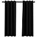 Tende Oscuranti Effetto Lino Con Occhielli 2 Pz 140x175 Cm Nere - Foto miniatura 2