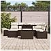 Set da giardino 7 pezzi con cuscini in polyrattan marrone - Foto miniatura 3