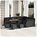 Set di Divani da Giardino  13 Pezzi con Cuscini Nero Polyrattan Acacia, Set di Mobili da Giardino  4 Pezzi con Cuscini Nero Polyrattan Acacia, Divano da Giardino a Due Posti  con Cuscini Nero Polyrattan - Foto miniatura 2
