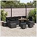 Set Divano da Giardino  10 Pezzi con Cuscini in Rattan Nero e Acacia, Divano da Giardino  2 Posti con Cuscini in Rattan Nero, Set da Pranzo per Giardino  3 Pezzi con Cuscini in Rattan Nero e Acacia - Foto miniatura 2