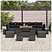 Set Divano da Giardino  10 Pezzi con Cuscini in Rattan Nero e Acacia, Divano da Giardino  2 Posti con Cuscini in Rattan Nero, Set da Pranzo per Giardino  3 Pezzi con Cuscini in Rattan Nero e Acacia - Foto miniatura 3