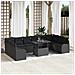 Set Sofà Giardino con Cuscini  11 Pezzi Nero Polyrattan, Sofà Giardino 2 Posti con Ripostiglio e Cuscini  Nero Polyrattan - Foto miniatura 2