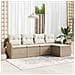 Set Divano da Giardino con cuscino 5 pcs Beige Poly Rattan - Foto miniatura 2
