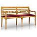 Panchina Batavia Con Cuscino Rosso Vino 150 Cm Massello Di Teak - Foto miniatura 2