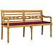 Panchina Batavia Con Cuscino Rosso Vino 150 Cm Massello Di Teak - Foto miniatura 3