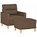 Poltrona Con Poggiapiedi Marrone 60 Cm In Tessuto - Foto miniatura 3