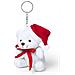 Portachiavi Orsetto Di Peluche Con Cappello Di Babbo Natale E Fiocco Natalizio. - Foto miniatura 1