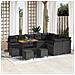 Set di divani da giardino  13 pezzi con cuscini rattan nero acacia, Set da pranzo da giardino  4 pezzi con cuscini rattan nero acacia, Divano da giardino a due posti  con cuscini rattan nero - Foto miniatura 2