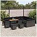 Set di divani da giardino  13 pezzi con cuscini rattan nero acacia, Set da pranzo da giardino  4 pezzi con cuscini rattan nero acacia, Divano da giardino a due posti  con cuscini rattan nero - Foto miniatura 3