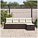 Set Divano da Giardino 5 Pezzi con Cuscini Marrone Polyrattan - Foto miniatura 3