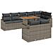 Set di Divani da Giardino da 9 Pezzi con Cuscini Grigi in Rattan Sintetico - Foto miniatura 1