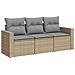Set Divano da Giardino 3 pz con Cuscini Beige in Polyrattan - Foto miniatura 1