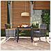 Set da Pranzo per Giardino 3 pz con Cuscini Polyrattan Grigio - Foto miniatura 2