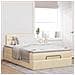 Struttura Letto Pouf con Materasso Crema 120x200 cm in Tessuto - Foto miniatura 4