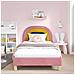 Struttura letto bambini con testata Rosa 80 x 200 cm Velluto - Foto miniatura 3
