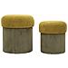 Set 2 Pouf Contenitore Aspen In Velluto Verde Oliva E Senape Ø42x44 E Ø35x37 Cm - Foto miniatura 1