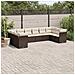 Set Divani Da Giardino 10pz Con Cuscini In Polyrattan Marrone - Foto miniatura 1