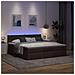 Pouf Letto Con Materasso E Led Marrone Scuro 180x200cm Tessuto - Foto miniatura 3