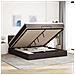Pouf Letto Con Materasso E Led Marrone Scuro 180x200cm Tessuto - Foto miniatura 1