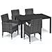Set da Pranzo per Giardino 5 pz con Cuscini Polyrattan Grigio - Foto miniatura 1