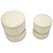 Set 2 Pouf Contenitore Sheffield In Velluto Crema Con Fascia Dorata Ø37x42 E Ø28x35 Cm - Foto miniatura 2