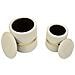 Set 2 Pouf Contenitore Sheffield In Velluto Crema Con Fascia Dorata Ø37x42 E Ø28x35 Cm - Foto miniatura 4