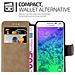 Custodia Compatibile Con Samsung Galaxy Alpha In Opaco Marrone Sabbia - Coperchio Protettivo Con Funzione Stand E Tasca Per Le Carte Di Credito Con Design Retrò - Foto miniatura 7