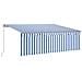 Tenda Sole Retrattile Manuale con LED 4,5x3m Blu e Bianco - Foto miniatura 1