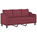 Divano a 3 Posti con Cuscini Rosso Vino 180 cm in Tessuto - Foto miniatura 4