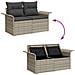 Set di Divano da Giardino  a 7 Pezzi con Cuscini Grigio Chiaro in Rattan Polietilene, Divano da Giardino a 2 Posti  con Ripostiglio e Cuscini Grigio Chiaro in Rattan Polietilene - Foto miniatura 4